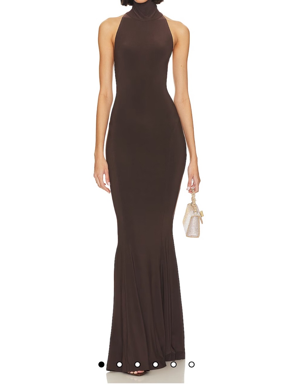 Revolve Norma Kamali Brown Sleeveless High-Neck Maxi Gown